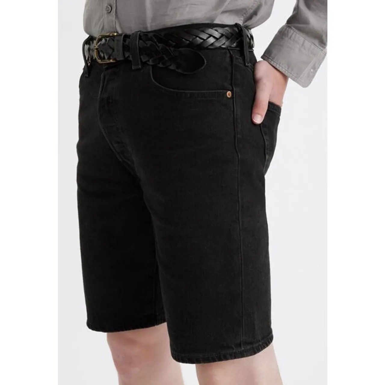 Jeansshorts LEVI'S "501" Gr. 38, N-Gr, schwarz (black accord short) Herren Jeans Shorts