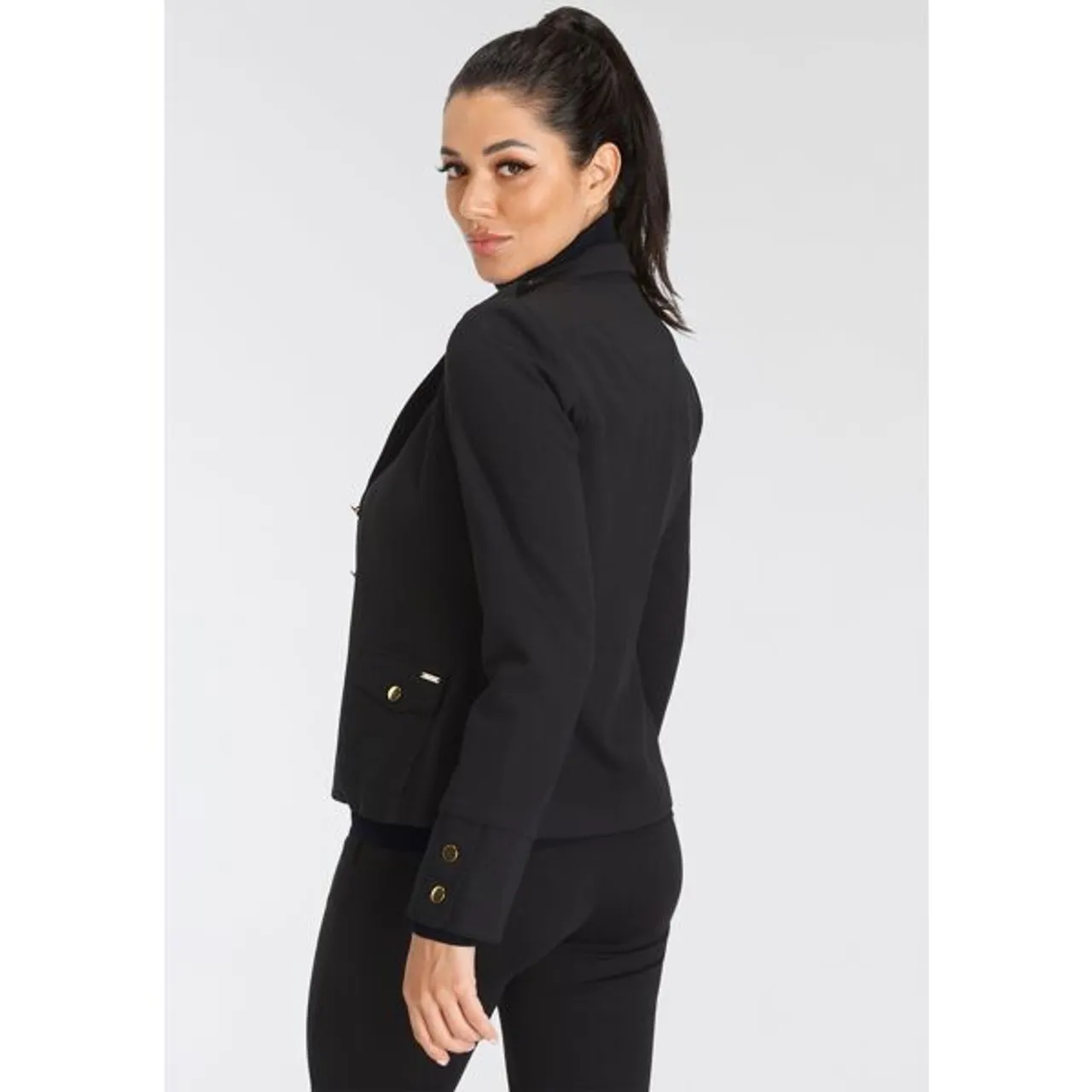 Jerseyblazer BRUNO BANANI Gr. 40, schwarz Damen Blazer im Uniform-Stil NEUE KOLLEKTION