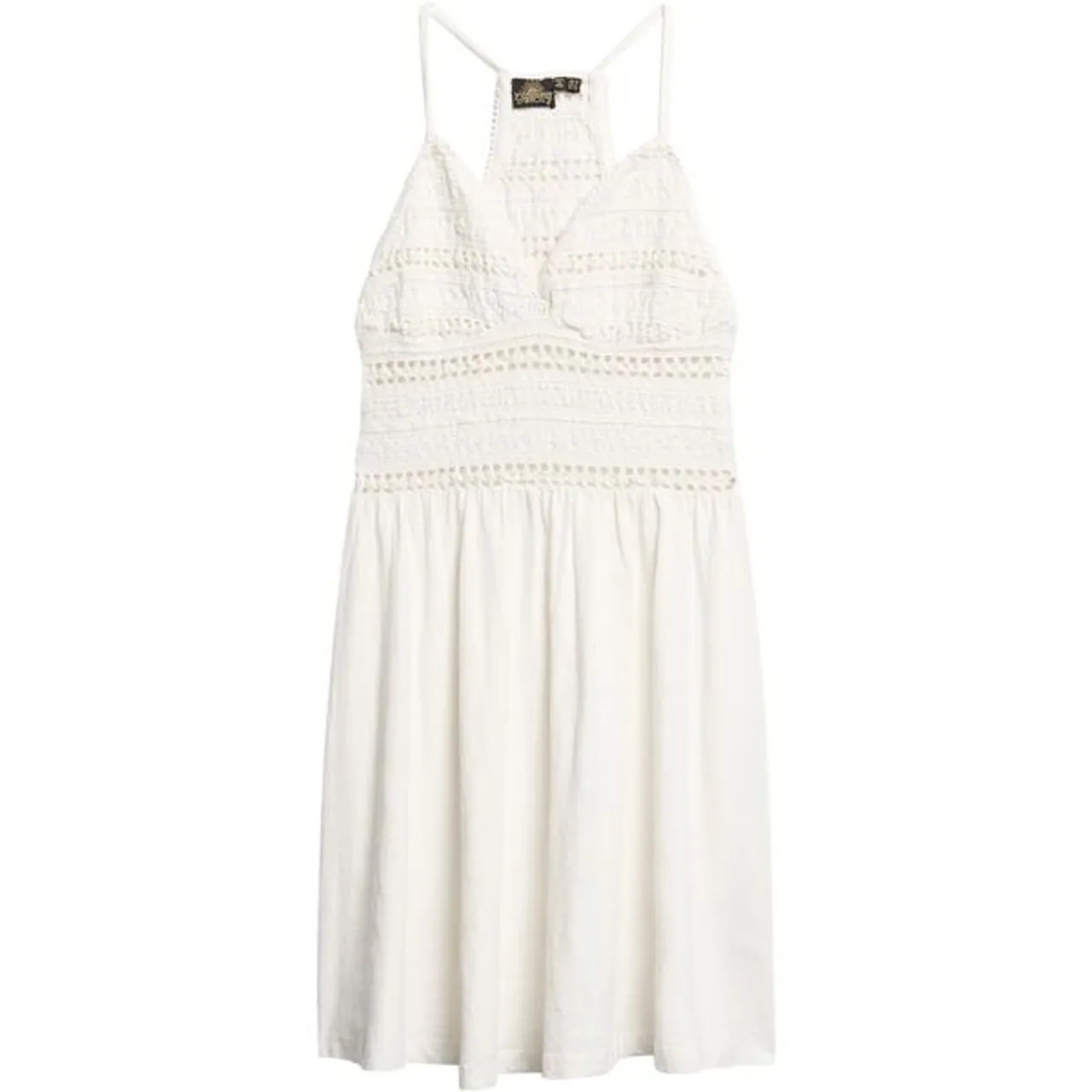 Jerseykleid SUPERDRY "JERSEY LACE MINI DRESS" Gr. S, N-Gr, weiß (off white) Damen Kleider Freizeitkleider
