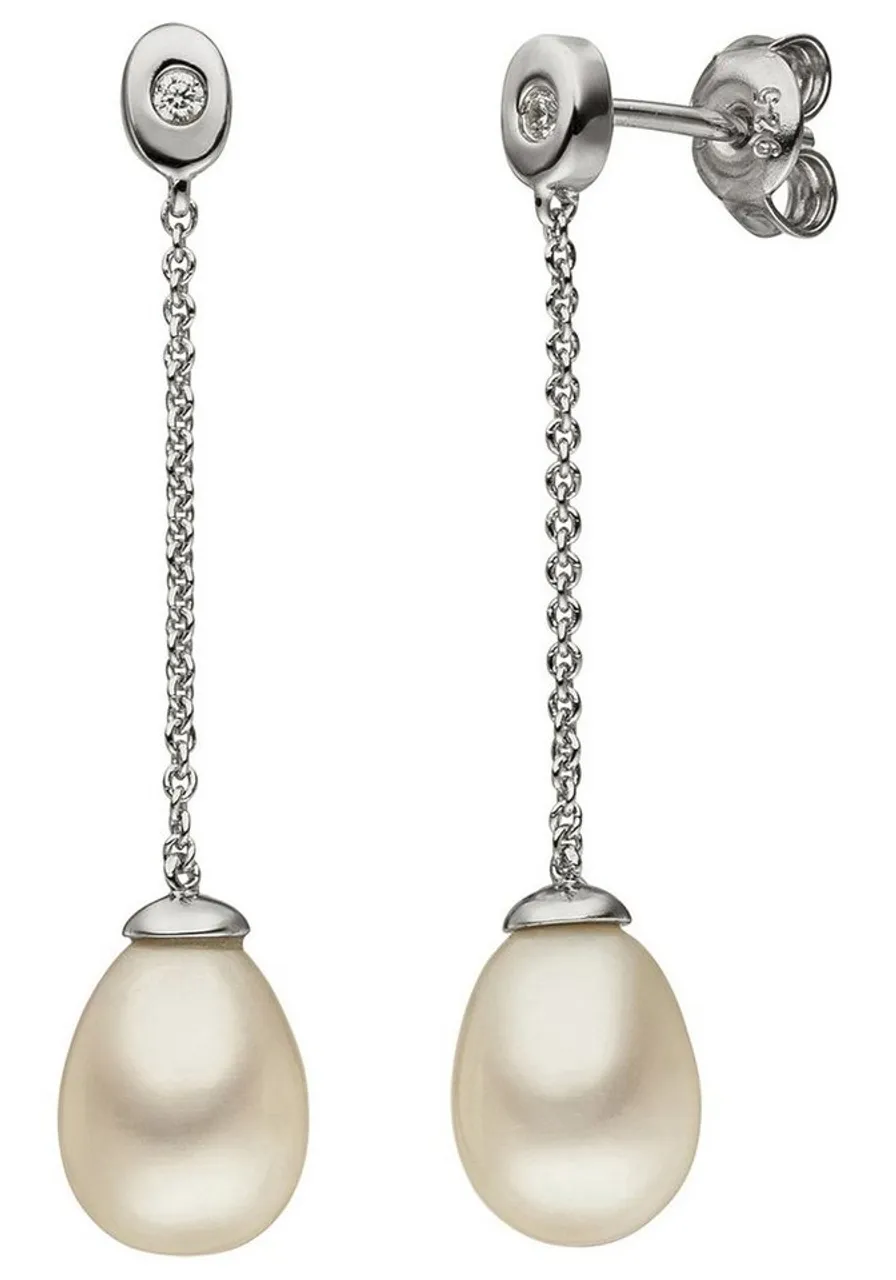 JOBO Perlenohrringe, 925 Silber mit Perlen und Zirkonia