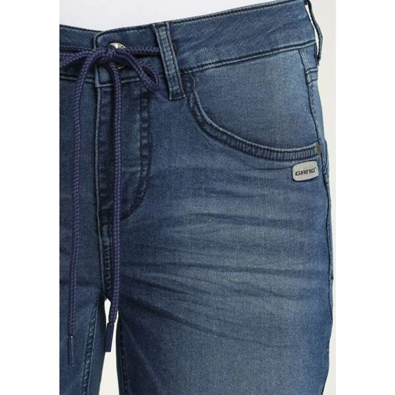 Jogg Pants GANG "94JOLINE JOGG" Gr. 30, N-Gr, blau (midblue stone) Damen Jeans Joggpants Track Pants mit passenden Bindeband