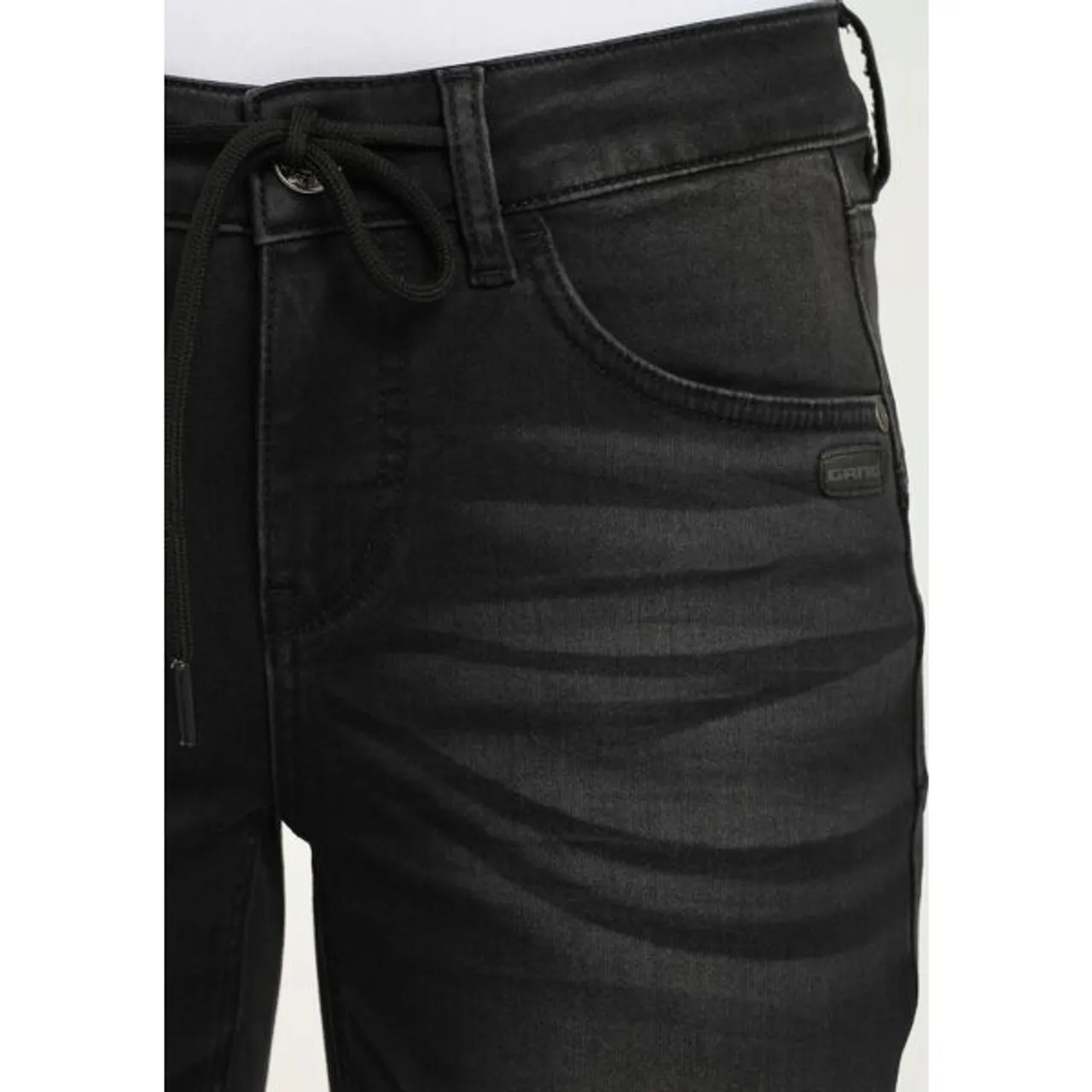 Jogg Pants GANG "94JOLINE JOGG" Gr. 30, N-Gr, schwarz (dark stone (black used)) Damen Jeans Joggpants Track Pants mit passenden Bindeband