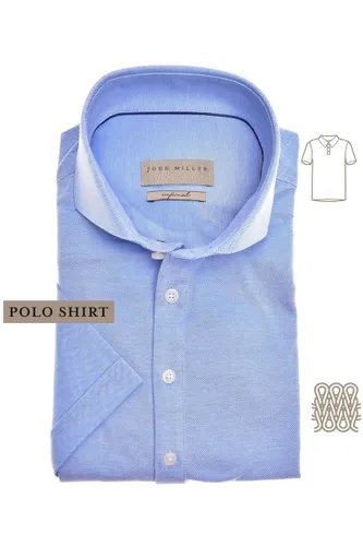 John Miller Slim Fit Poloshirt Kurzarm blau