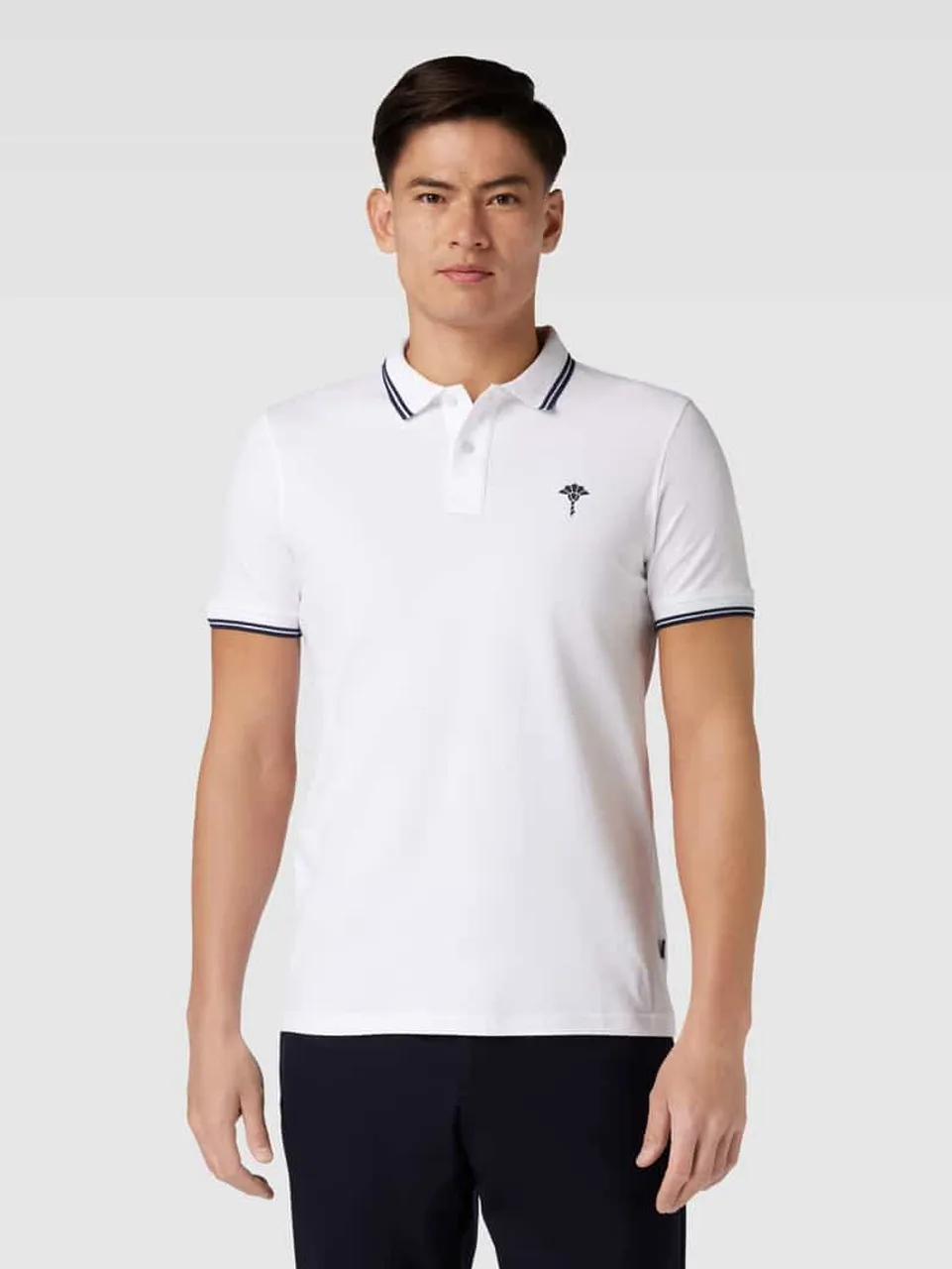 JOOP! Collection Slim Fit Poloshirt mit Kontraststreifen Modell 'Pavlos' in Weiss