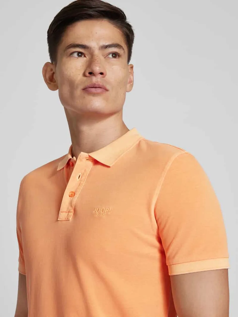 JOOP! Jeans Regular Fit Poloshirt im unifarbenen Design Modell 'Ambrosio' in Orange