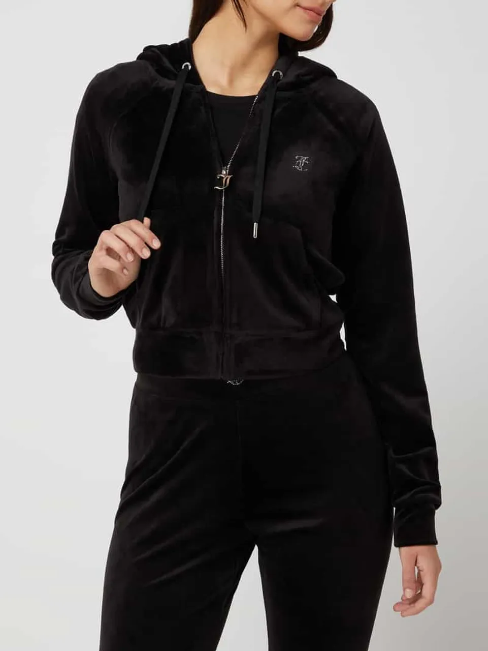 Juicy Couture Sweatjacke mit seitlichen Eingrifftaschen Modell 'MADISON' in Black