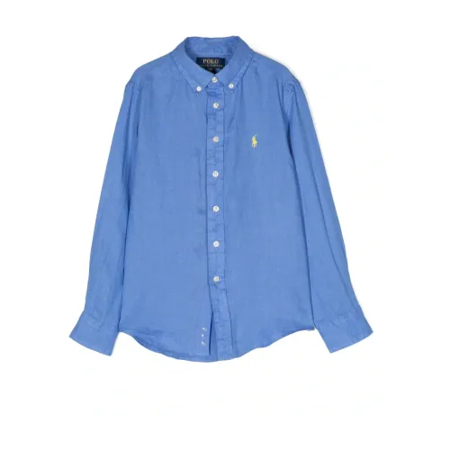 Jungen Blaues Leinen Button-Down Hemd Ralph Lauren