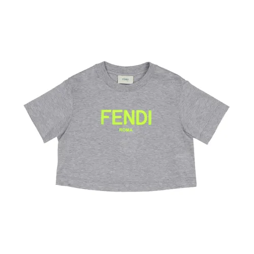 Jungen Crewneck T-Shirt mit Fendi Roma Logo Fendi