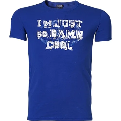 Just cavalli Herren T-Shirt blau Baumwolle unifarben