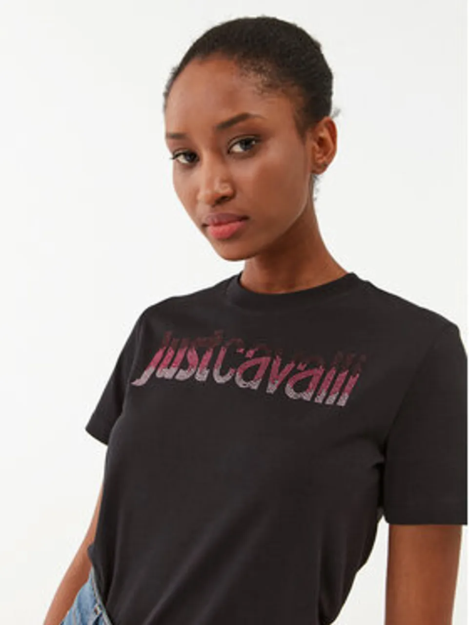 Just Cavalli T-Shirt 75PAHE00 Schwarz Regular Fit