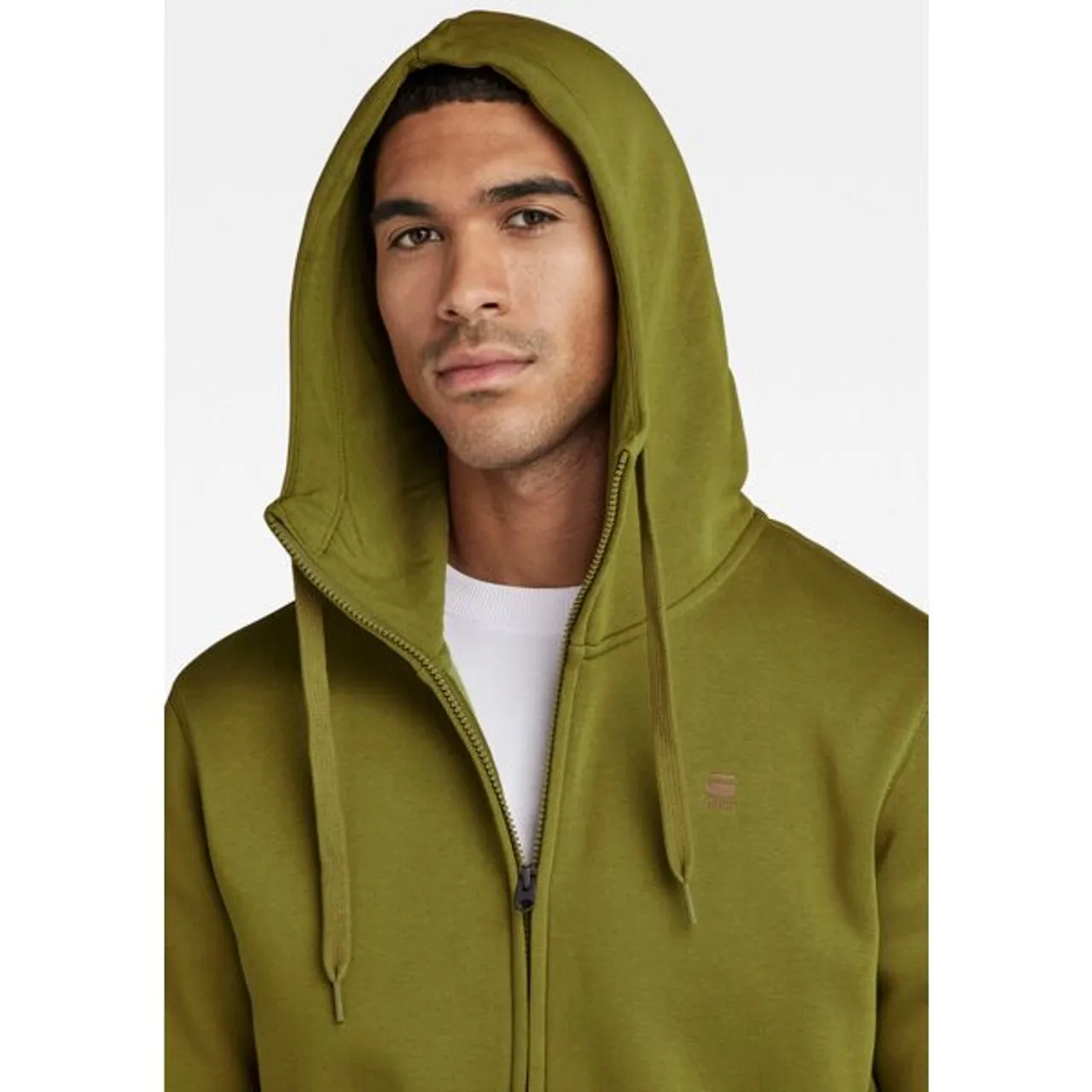 Kapuzensweatjacke G-STAR RAW "Premium Basic Hooded Zip Sweater" Gr. L, braun (tobacco) Herren Sweatjacken