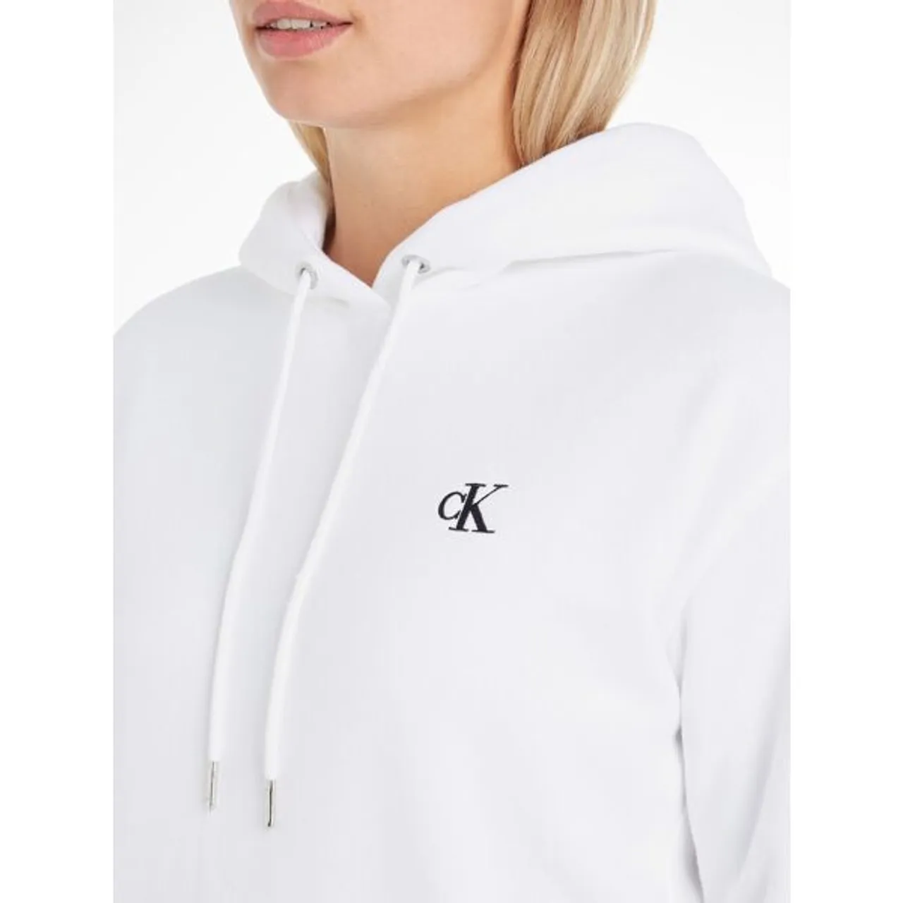 Kapuzensweatshirt CALVIN KLEIN JEANS "CK EMBROIDERY HD" Gr. XXXL (46), weiß (white) Damen Sweatshirts