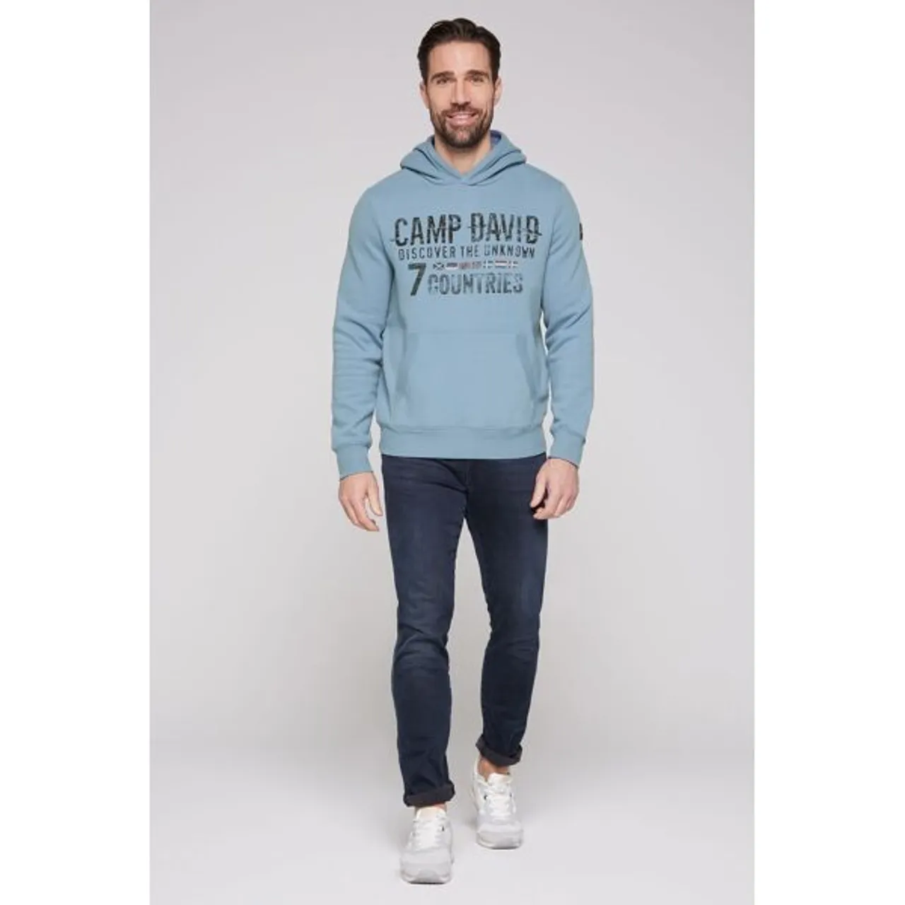 Kapuzensweatshirt CAMP DAVID Gr. M, blau (new blue) Herren Sweatshirts