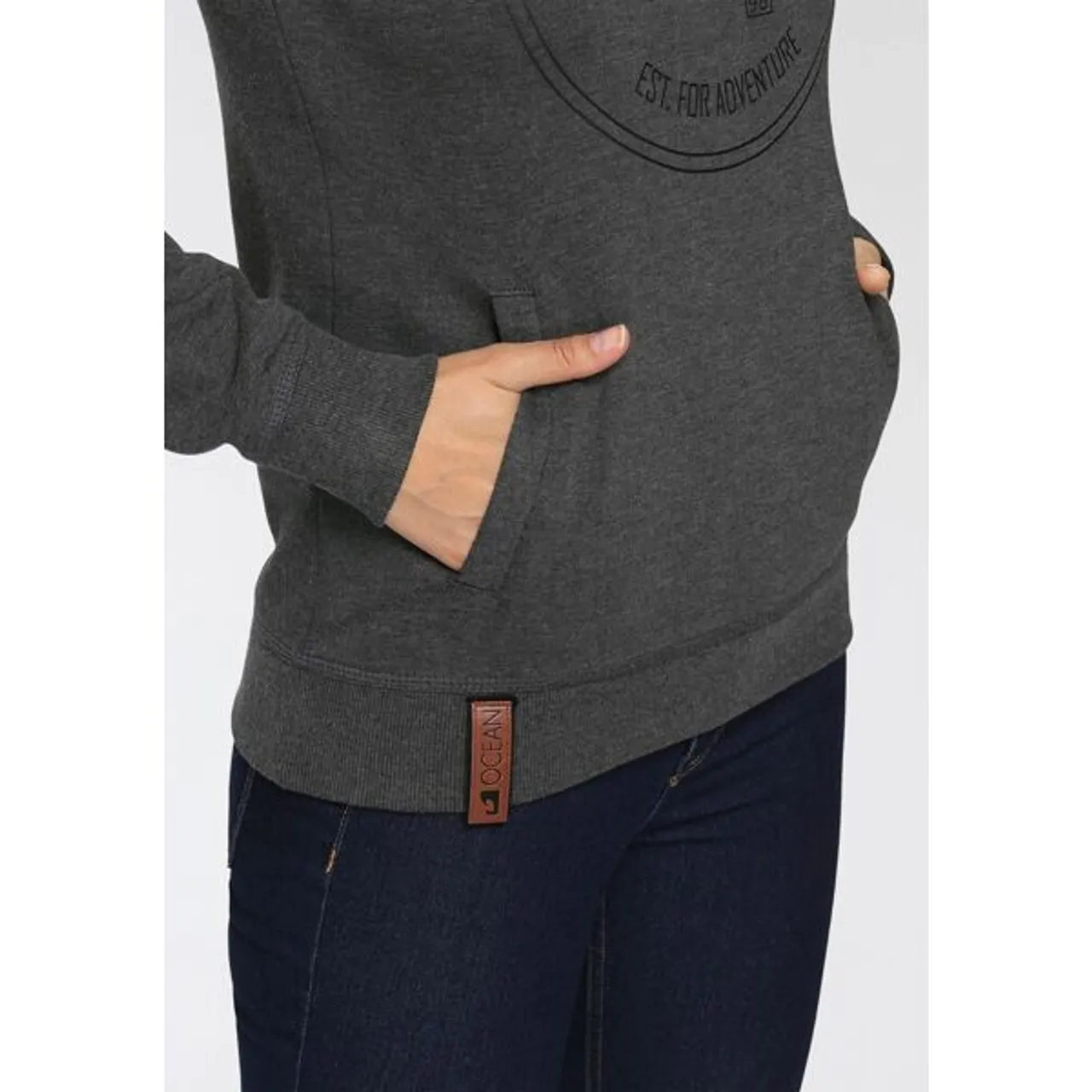 Kapuzensweatshirt OCEAN SPORTSWEAR "Essentials Sweatshirt" Gr. 32/34, grau (anthrazit) Damen Sweatshirts