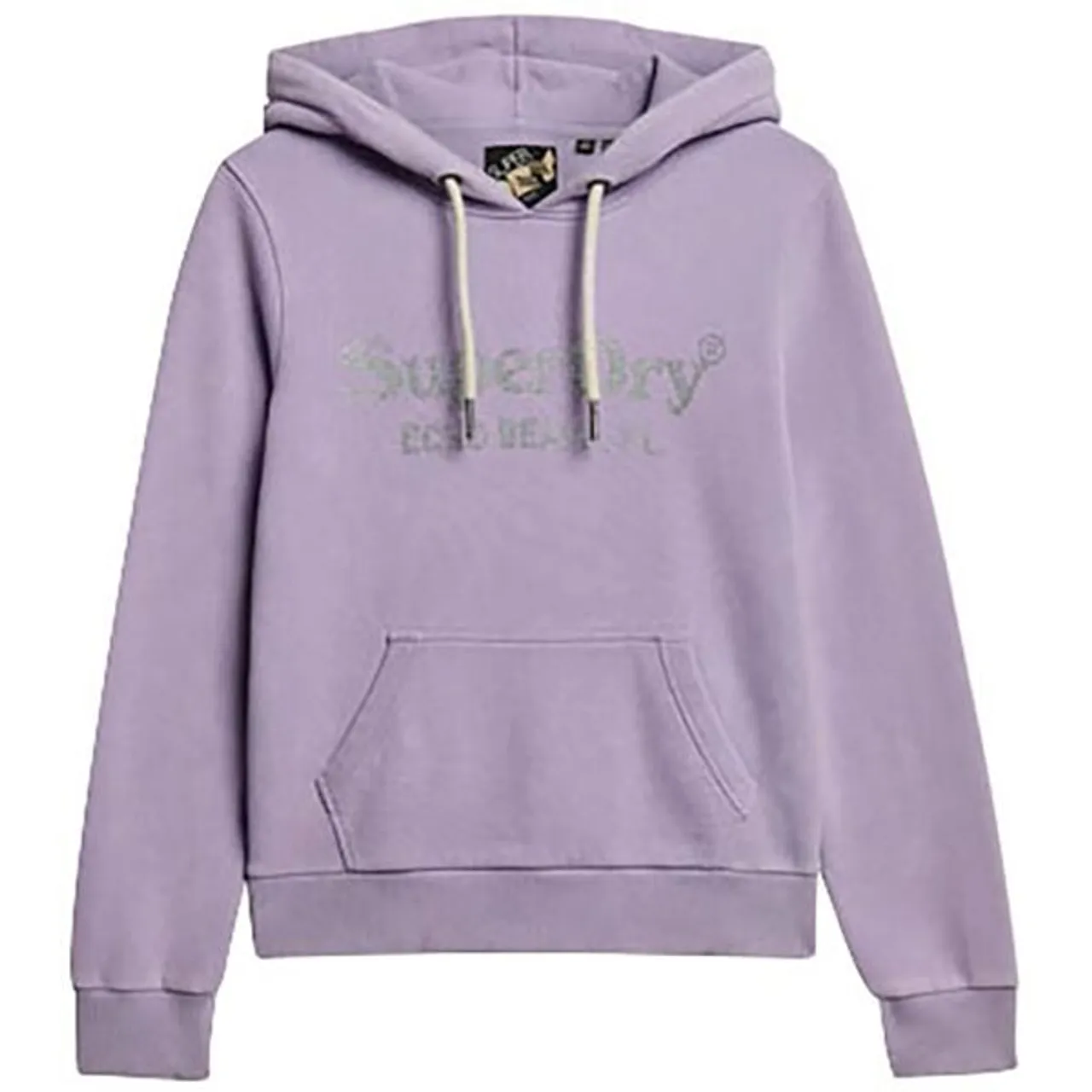 Kapuzensweatshirt SUPERDRY "METALLIC VENUE LOGO HOODIE" Gr. XL, lila (light lavender purple) Damen Sweatshirts