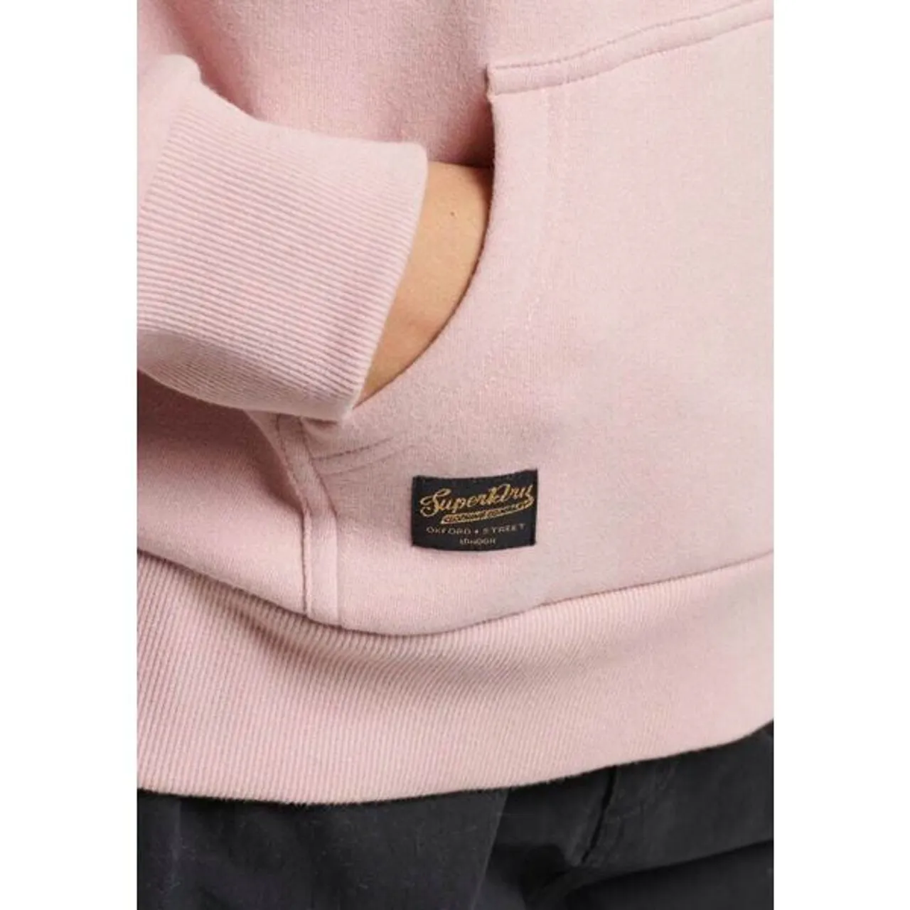 Kapuzensweatshirt SUPERDRY "SU-LUXE METALLIC LOGO HOODIE" Gr. L, pink (vintage blush pink) Damen Sweatshirts