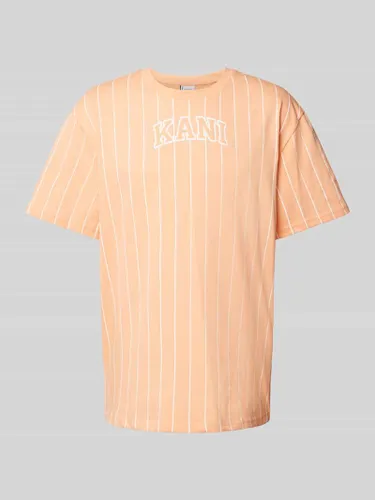 KARL KANI T-Shirt mit Nadelstreifen in Orange
