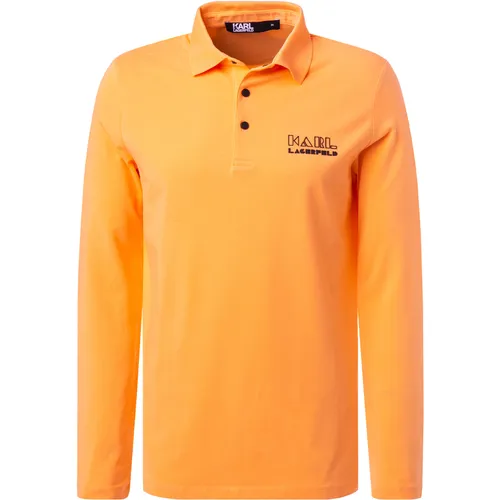 KARL LAGERFELD Herren Polo-Shirt orange Baumwoll-Jersey