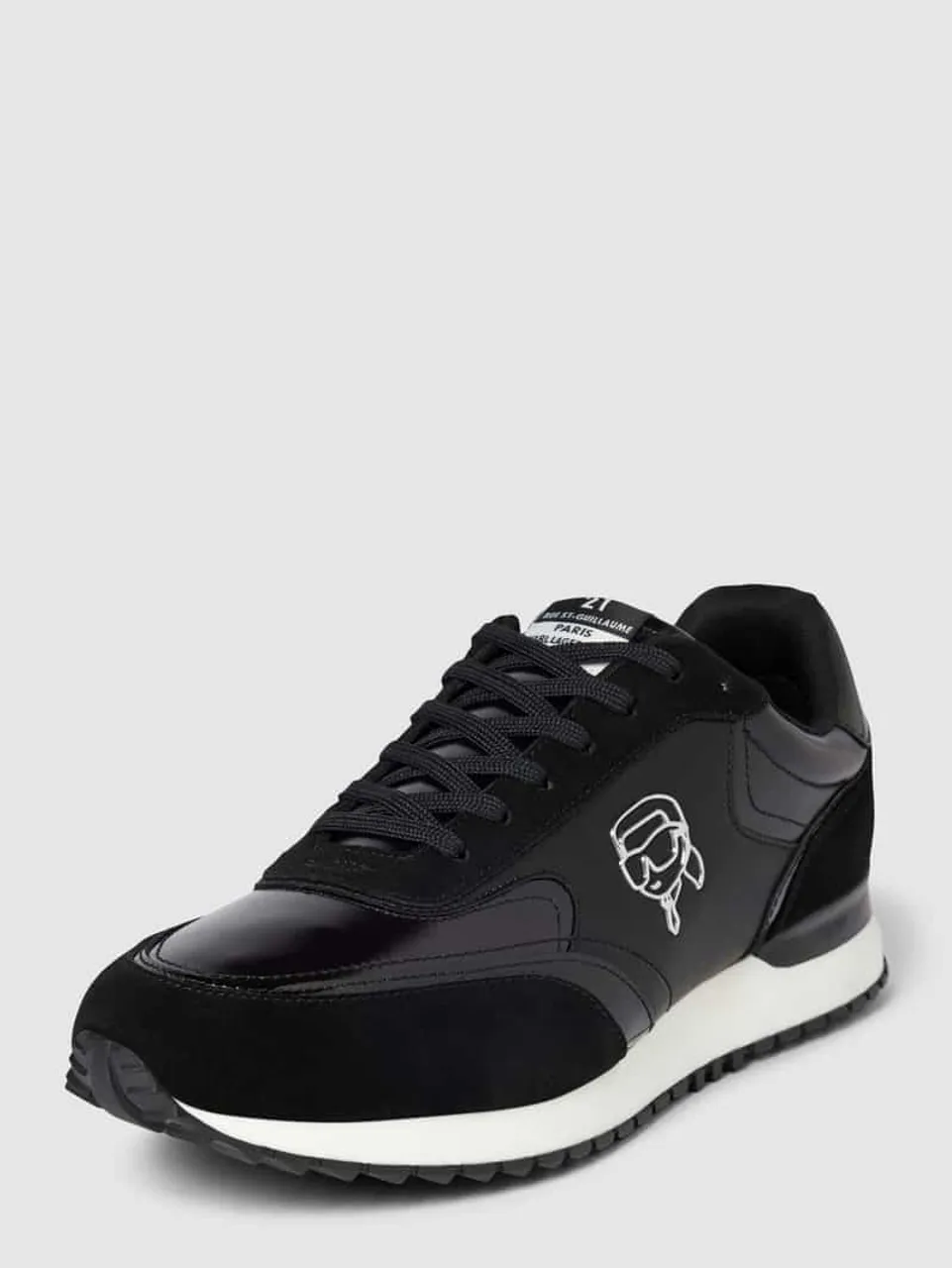 Karl Lagerfeld Ledersneaker mit Logo-Applikation in Black