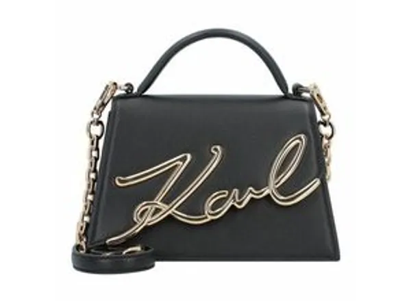 Karl Lagerfeld Signature 2.4 Handtasche Leder 21 cm black gold