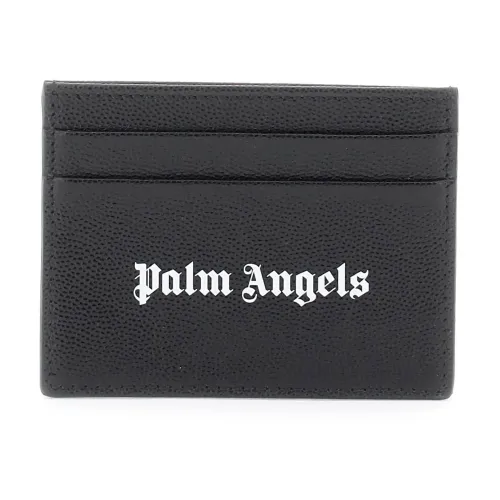 Kartenhalter aus Leder mit kontrastierendem Logo Palm Angels
