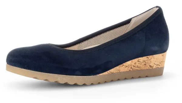 Keilpumps GABOR "GENUA" Gr. 39, blau (nachtblau) Damen Schuhe Keilpumps Schlupfschuh, Keilabsatz, Halbschuh, in Schuhweite G (weit)