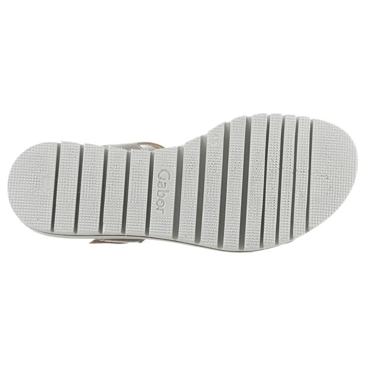 Keilsandalette GABOR Gr. 42, grau (platinfarben) Damen Schuhe Sandaletten Sommerschuh, Sandale, Keilabsatz, mit praktischem Klettverschluss