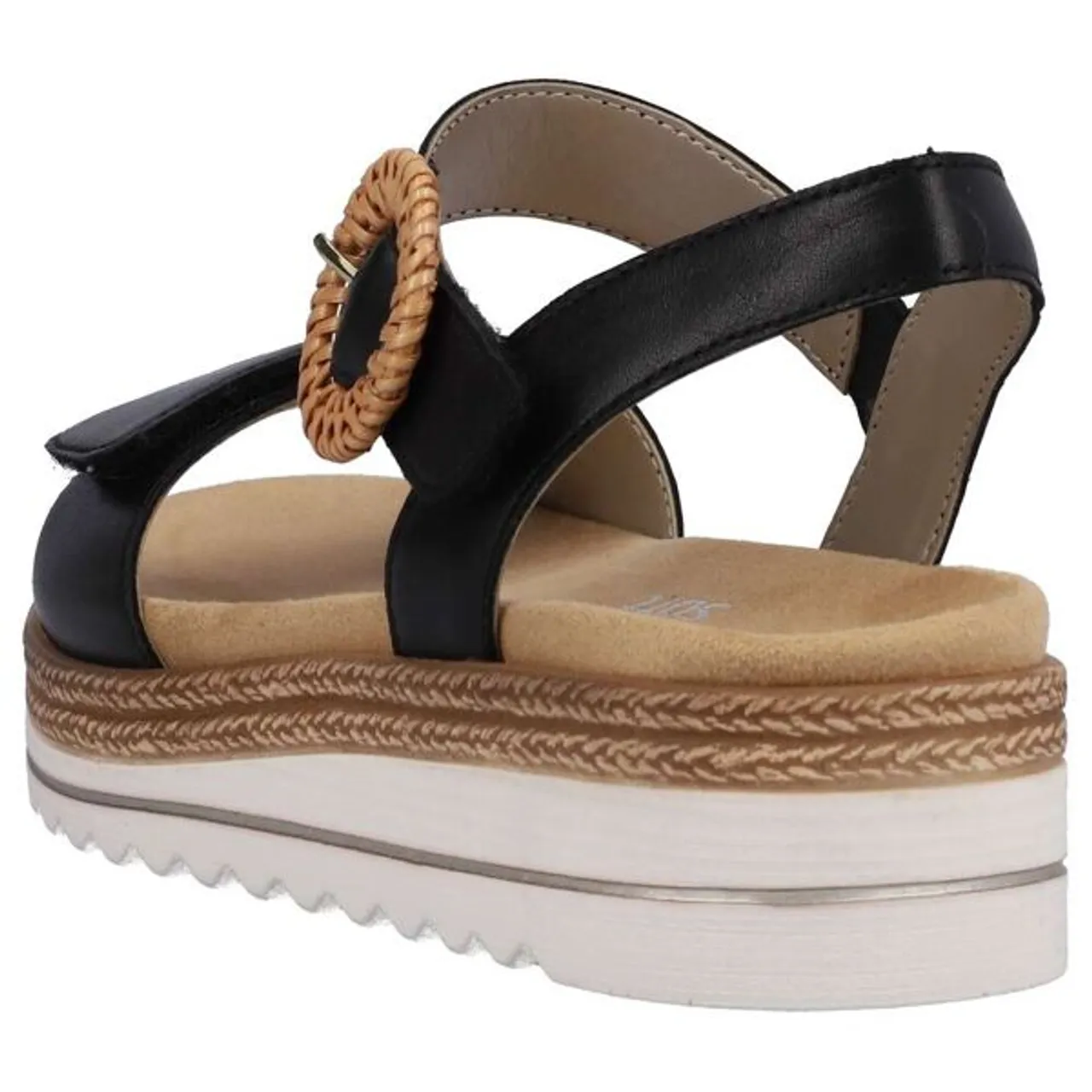 Keilsandalette REMONTE Gr. 42, schwarz Damen Schuhe Sandaletten Sommerschuh, Sandale, Keilabsatz, mit praktischem Klettverschluss