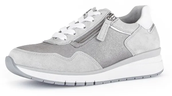 Keilsneaker GABOR "CAPRI" Gr. 39, grau (grau, weiß) Damen Schuhe Sneaker