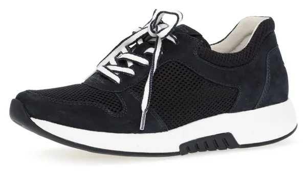 Keilsneaker GABOR ROLLINGSOFT Gr. 37, blau (nachtblau) Damen Schuhe Sneaker mit OPTIFIT-Wechselfußbett, Freizeitschuh, Halbschuh, Schnürschuh