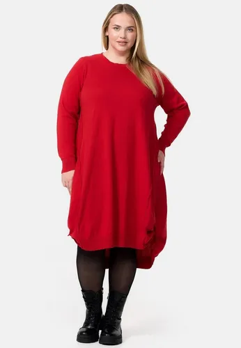 Kekoo A-Linien-Kleid Strickkleid aus weichem Feinstrick mit Raffung 100% Baumwolle 'Pure'