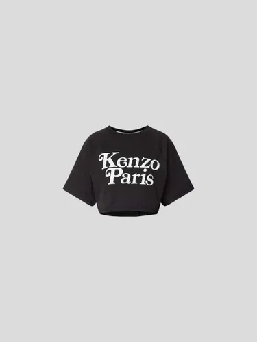 Kenzo Cropped T-Shirt mit Label-Print in Black