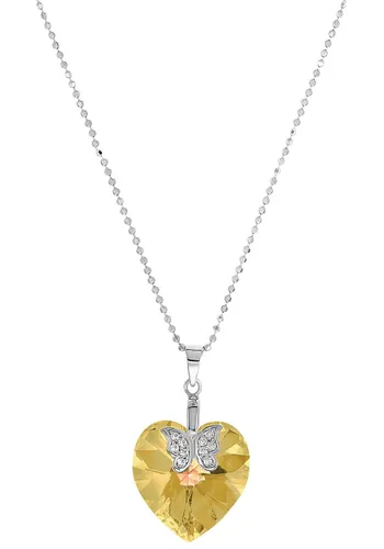 Kette mit Anhänger AMOR "Golden Heart, 9188369" Halsketten Gr. mit Zirkonia, Silber 925 (Sterlingsilber), Länge: 45 cm, gelb (silberfarben, weiß, mehr...