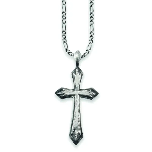 Kette mit Anhänger CAÏ "925/- Sterling Silber rhodiniert Kreuz" Halsketten Gr. 55cm, Silber 925 (Sterlingsilber), Länge: 55 cm Breite: 21.0 mm, silber...