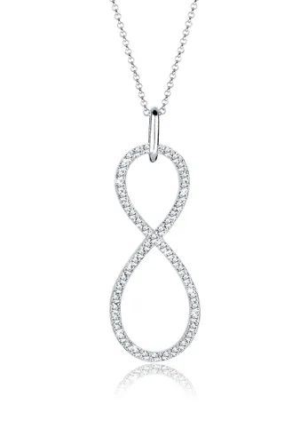 Kette mit Anhänger ELLI PREMIUM "Infinity Kristalle Endless 925 Silber" Halsketten Gr. 70, mit Steinen, Silber 925 (Sterlingsilber), Länge: 70 cm, sil...
