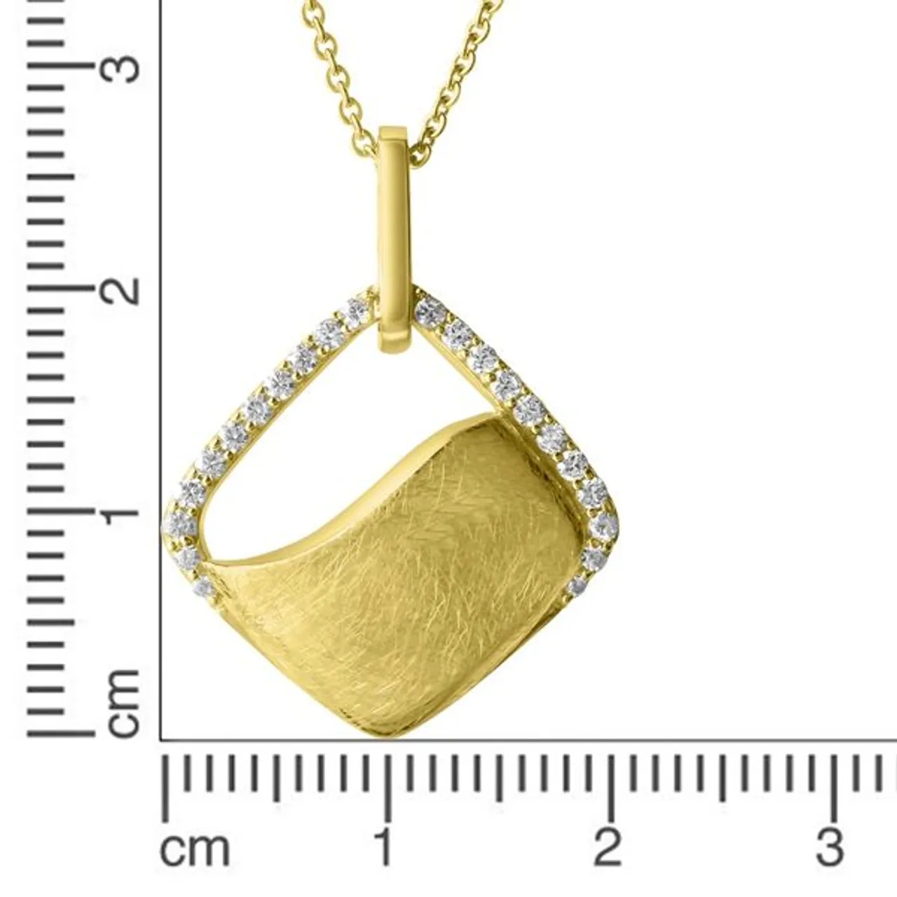 Kette mit Anhänger FASCINATION BY ELLEN K. "585 Gold gelb Zirkonia weiß" Halsketten Gr. 42/45cm, Gold, Länge: 45 cm Breite: 20.0 mm, gelb Damen Ketten...