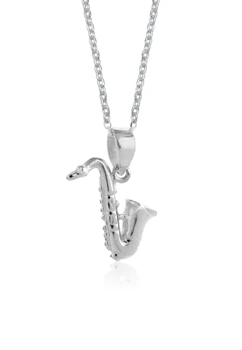Kette mit Anhänger NENALINA "Saxophon Symbol Musik Instrument 925 Silber" Halsketten Gr. 45, Silber 925 (Sterlingsilber), Länge: 45 cm, silberfarben (...