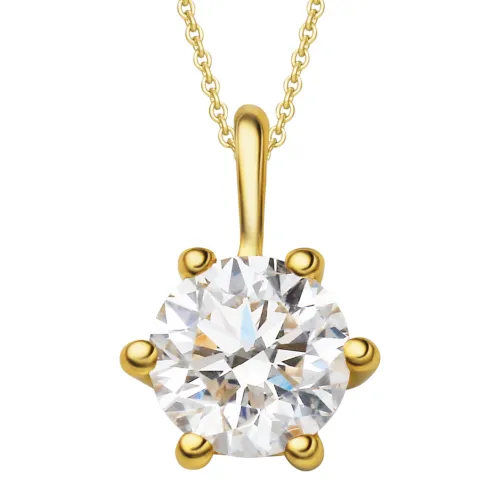 Kette mit Anhänger ONE ELEMENT "0.3 ct Diamant Brillant aus 750 Gelbgold" Halsketten Gr. 0.3 ct, Gelbgold 750-Diamanten, goldfarben (gold) Damen Kette...