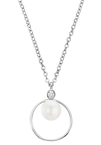 Kette mit Anhänger S.OLIVER "2034412" Halsketten Gr. Silber 925 (Sterlingsilber)-Perlen, Länge: 45 cm Breite: 1,5 mm, silberfarben (silberfarben, kris...
