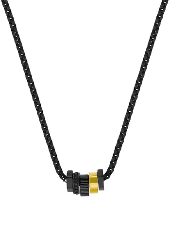 Kette mit Anhänger S.OLIVER "2034952" Halsketten Gr. Edelstahl, Länge: 55 cm, gelb (gelbgoldfarben) Herren Ketten mit Anhänger