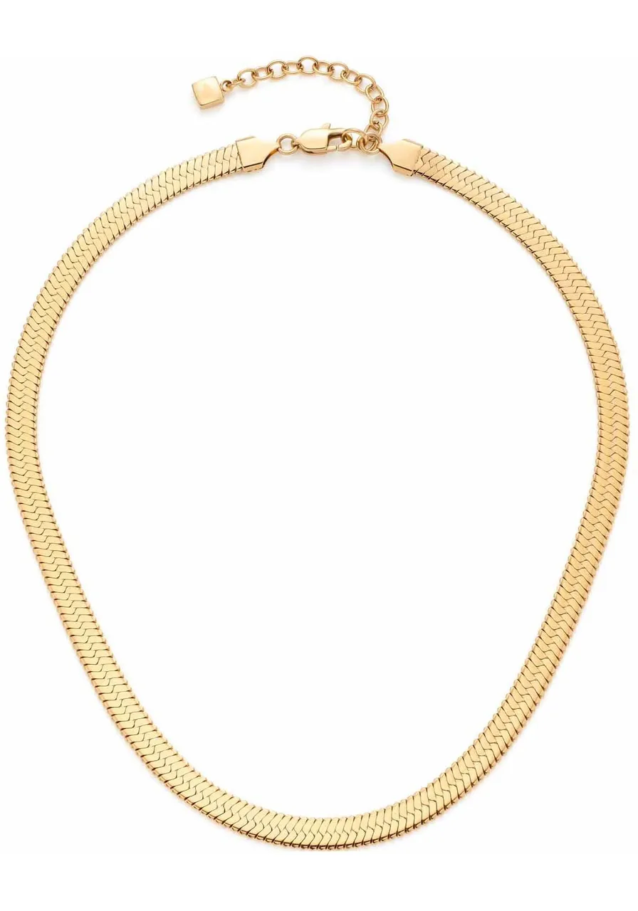 Kette ohne Anhänger LEONARDO "Halskette Snake, 023170" Halsketten Gr. Edelstahl, Länge: 47 cm Breite: 6 mm, gelb (gelbgoldfarben) Damen Ketten ohne An...