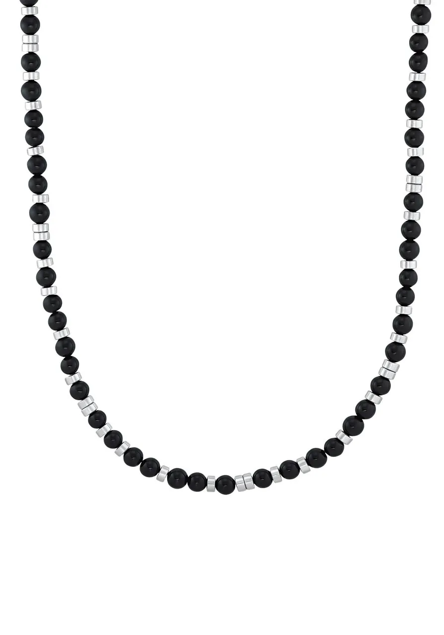 Kette ohne Anhänger S.OLIVER "2031485" Halsketten Gr. Edelstahl, Länge: 51 cm, schwarz (edelstahlfarben, schwarz) Herren Ketten ohne Anhänger