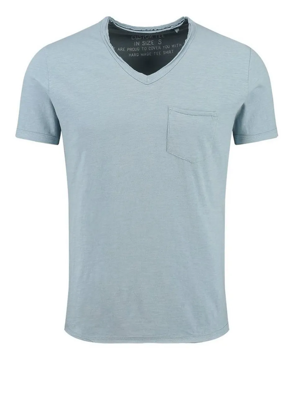 Key Largo T-Shirt Water vintage Look uni Basic MT00780 V-Ausschnitt unifarben kurzarm slim fit