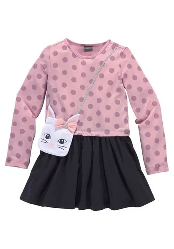 KIDSWORLD Jerseykleid für kleine Mädchen mit appliziertem Glitzerband und kleiner Tasche