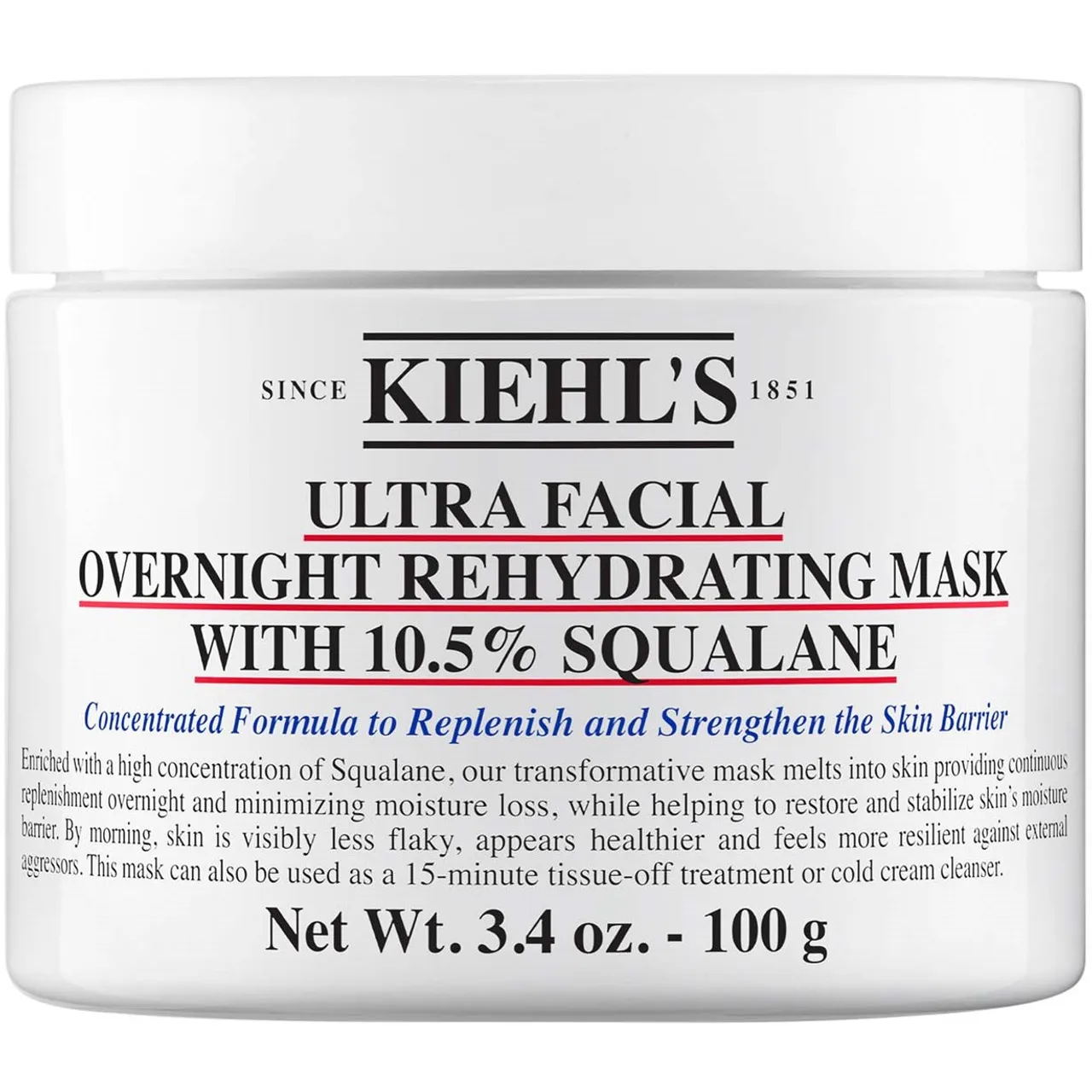 Kiehl's Ultra Facial  Overnight Rehydrating Mask with 10.5% Squal