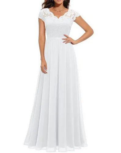 KIKI Abendkleid WeißCocktailkleid Damen Abendkleider Elegant für Hochzeit Kleid