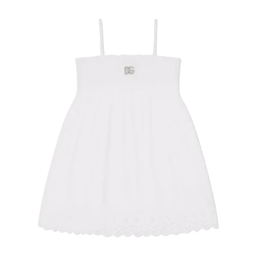 Kinder Logo Kleid in Weiß Dolce & Gabbana