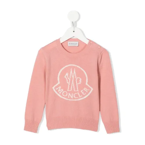 Kinder-Pink-Pullover mit Logo-Intarsien Moncler