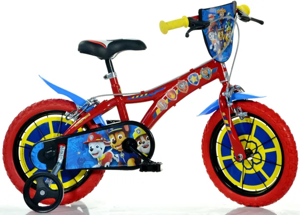 Kinderfahrrad DINO "Paw Patrol 14 Zoll" Fahrräder Gr. 26 cm, 14 Zoll (35,56 cm), rot (rot, blau) Kinder Kinderfahrräder