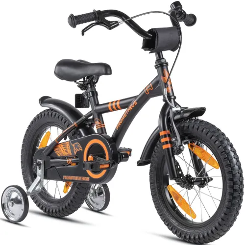 Kinderfahrrad PROMETHEUS BICYCLES "Hawk" Fahrräder Gr. 22 cm, 14 Zoll (35,56 cm), schwarz Kinder Kinderfahrräder
